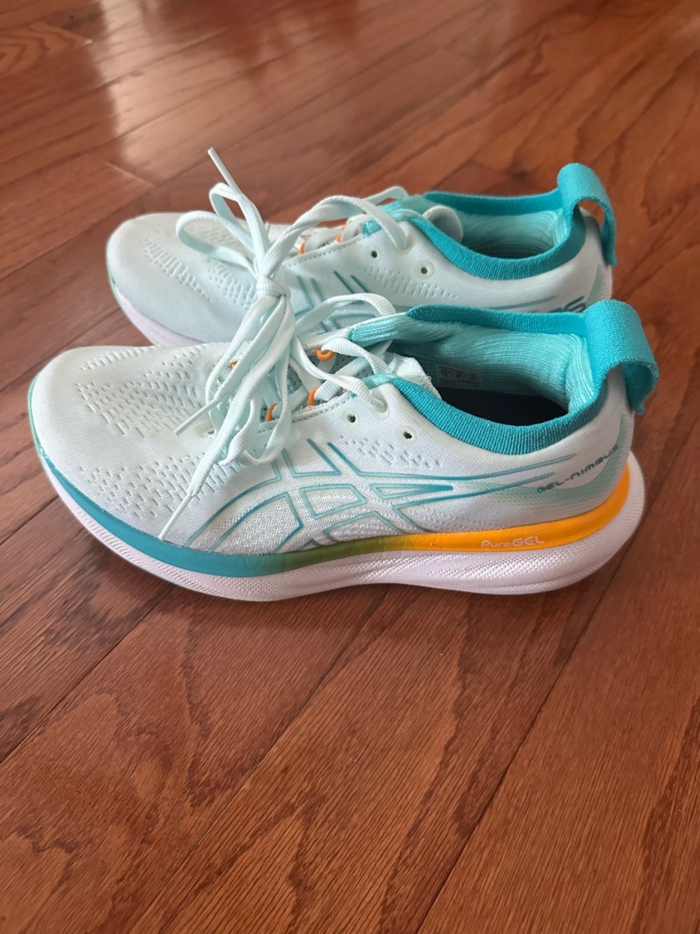 Asics Mint & Teal Running Shoes with Yellow Accent